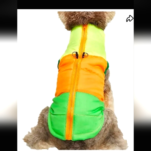 Green, Orange & Yellow Winter Pet Vest Jacket Size Large New - Picture 2 of 7